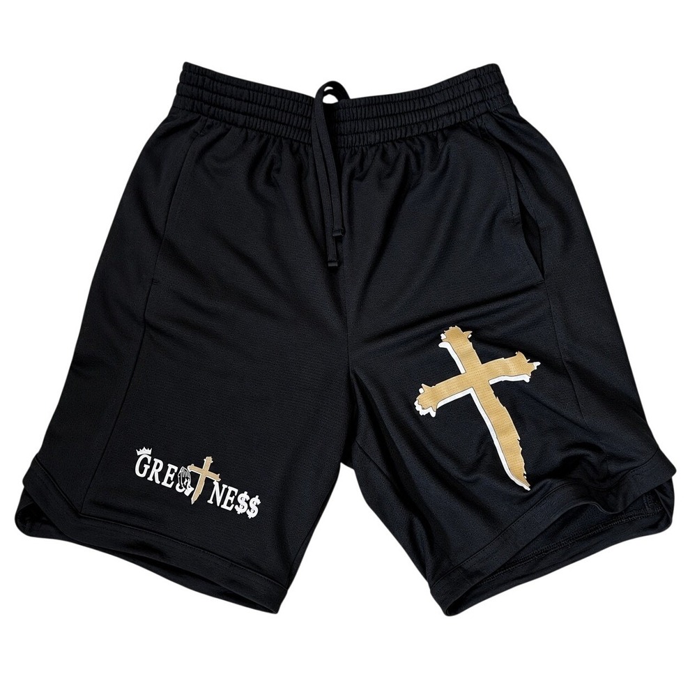 Sport-Tek Mens Black Greatness Cross Mesh Athletic Shorts Size M